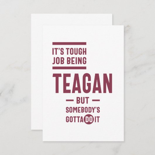 Teagan Personalized Name Birthday Gift RSVP Kaartje (Voorkant / Achterkant)