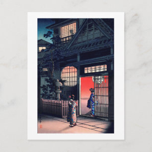 Teahouse te Night, Tsuchiya Koitsu, Woodcut Briefkaart