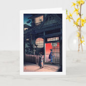 Teahouse te Night, Tsuchiya Koitsu, Woodcut Kaart (Gele Bloem)