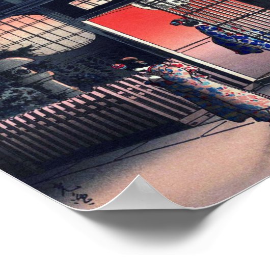 Teahouse te Night, Tsuchiya Koitsu, Woodcut Poster (Hoek)