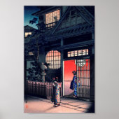 Teahouse te Night, Tsuchiya Koitsu, Woodcut Poster (Voorkant)