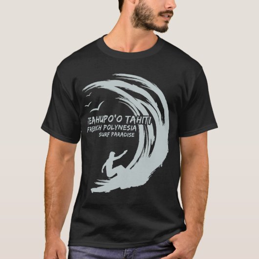 Teahupoo-Tahiti-Frans-Polynesië-Surf T-shirt (Voorkant)