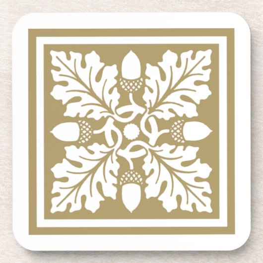 Teak Acorn en Leaf Tile Design Drankjes Onderzetter (Voorkant)