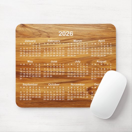 Teak and White 2026 Calendar Muismat (Met muis)
