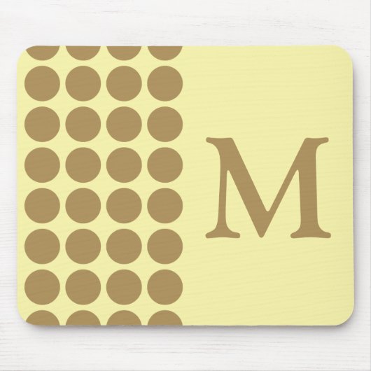 Teak Cream Neutrale Stippen met monogram Muismat (Voorkant)