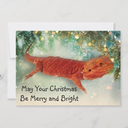 Teak de Bearded Dragon's Christmas Flat Kaart (Voorkant)