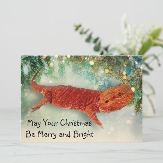 Teak de Bearded Dragon's Christmas Flat Kaart (Staand voorkant)