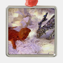 Teak de gevlekte drakenvrede op aarde metalen ornament