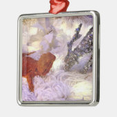 Teak de gevlekte drakenvrede op aarde metalen ornament (Links)