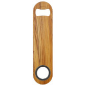 Teak houten afbeeldingslogo witte tekst speed flessenopener (Achterkant)