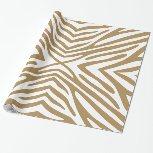 Teak Neutrale Zebra Cadeaupapier (Uitgerold)