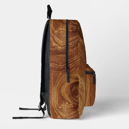 Teak Rustieke Houten Graan Bruin Natuur Patroon Fo Bedrukte Rugzak (Links)