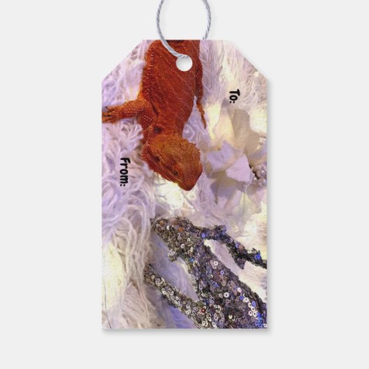 Teak The Bearded Dragon en Herten Kerstmis Cadeaulabel (Achterkant)