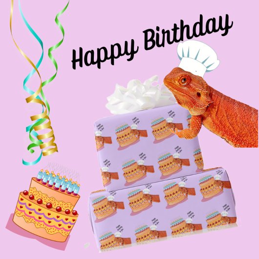 Teak the Birthday Beardie (Bearded Dragon) Cadeaupapier