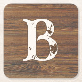 Teak Wood Grain met monogram Kartonnen Onderzetters (Voorkant)