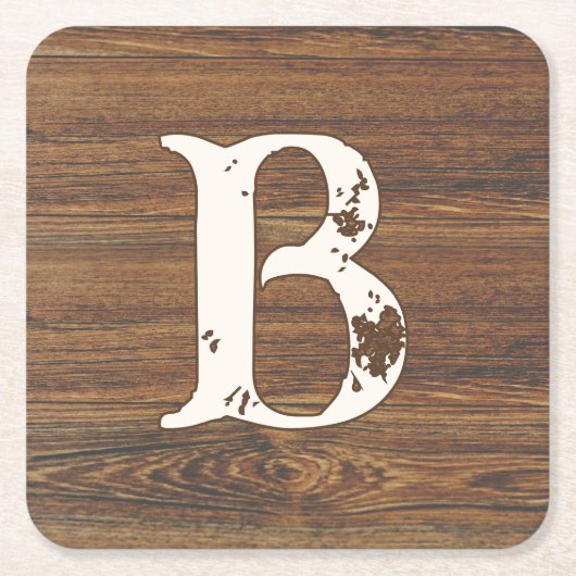 Teak Wood Grain met monogram Kartonnen Onderzetters (Voorkant)