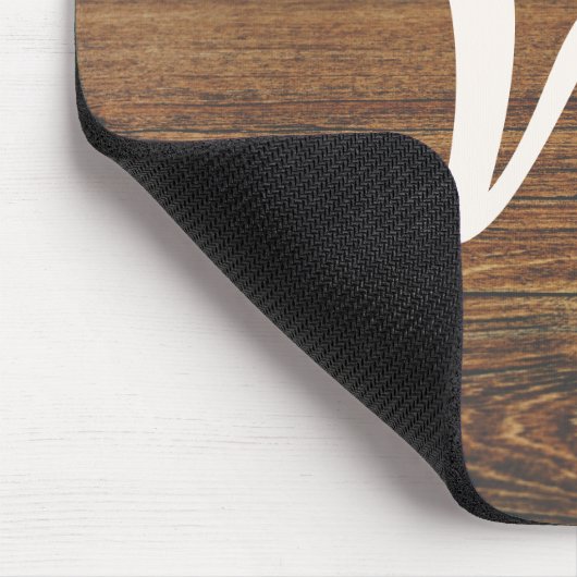 Teak Wood Grain met monogram Muismat (Hoek)