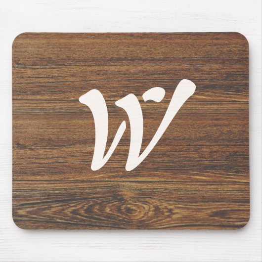 Teak Wood Grain met monogram Muismat (Voorkant)