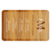 Teak Wood Look Important Phone Numbers Magneet (Horizontaal)
