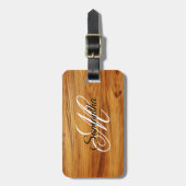 Teakhout Afbeelding Fancy Monogram Bagagelabel (Voorkant verticaal)