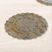 Teakhouten Scroll Design op maat Kartonnen Onderzetters (Gekanteld)