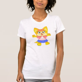Teakup Yorkie Cartoon op T-shirt voor vrouwen