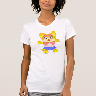 Teakup Yorkie Cartoon op T-shirt voor vrouwen