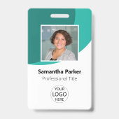 Teal aangepaste werknemersbadge - Foto, logo, stre Badge (Voorzijde)