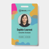 Teal Abstract Organic Shapes Executive Assistant Badge (Front)