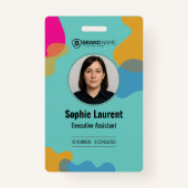 Teal Abstract Organic Shapes Executive Assistant Badge (Voorkant)