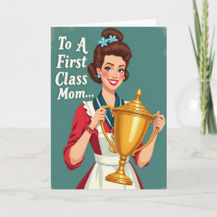 Teal Achtergrond Moeder Trofee Kaart