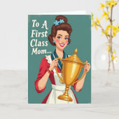 Teal Achtergrond Moeder Trofee Kaart (Gele Bloem)