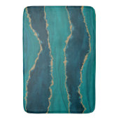 Teal Agate Golven – Abstract Marmer met Goud Badmat (Voorkant Verticaal)