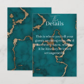 Teal Agate Gouden Kintsugi Menu Envelop Kaart (Voorkant / Achterkant)