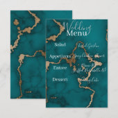 Teal Agate Marmer Goud Kintsugi Menu Bijlage (Voorkant / Achterkant)