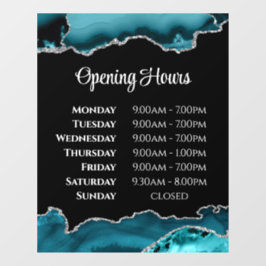 Teal Agate Openingstijden Ramensticker Raamsticker