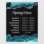 Teal Agate Openingstijden Ruitsticker Raamsticker (Vel)
