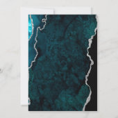 Teal Agate Silver Script Wedding Save the Date Kaart (Achterkant)