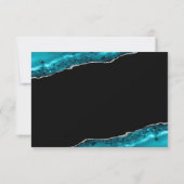 Teal Agate Silver Wedding RSVP Card (Achterkant)
