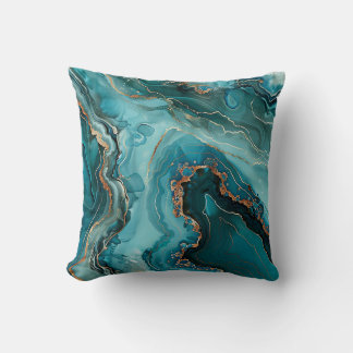 Teal Agate Throw Pillow Kussen