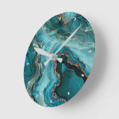 Teal Agate Wall Clock Ronde Klok (Hoek)