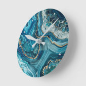 Teal Agate Wall Clock Ronde Klok (Hoek)