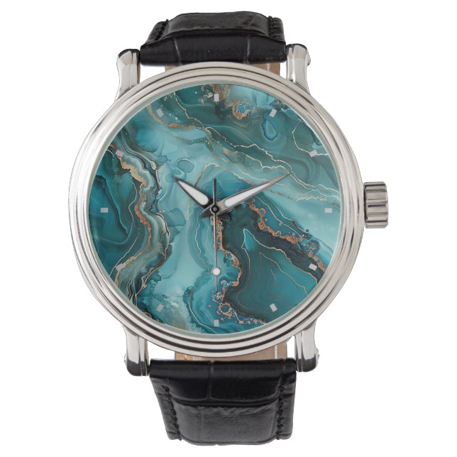 Teal Agate Watch Horloge (Voorkant)