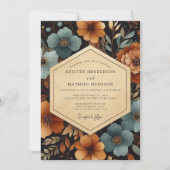 Teal Amber Floral Autumn Wedding Kaart (Voorkant)