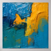 Teal & Amber Impasto Abstracte Kunstposter II | Te Poster (Voorkant)