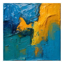 Teal & Amber Impasto Abstracte Kunstposter II | Te