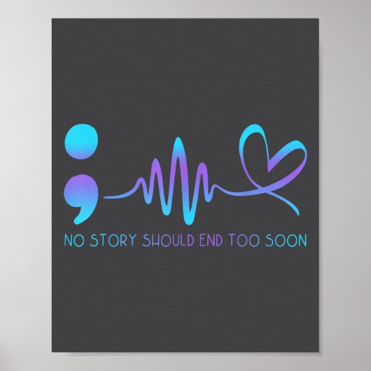 Teal &amp; Purple Semicolon Suicide Prevention Awa Poster (Voorkant)