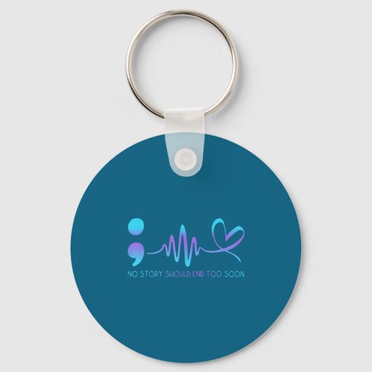 Teal &amp; Purple Semicolon Suicide Prevention Awa Sleutelhanger (Voorkant)