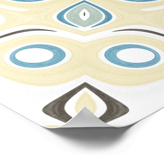 Teal and Beige Mandala Pattern with Earth Tones Poster (Hoek)