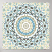 Teal and Beige Mandala Pattern with Earth Tones Poster (Voorkant)